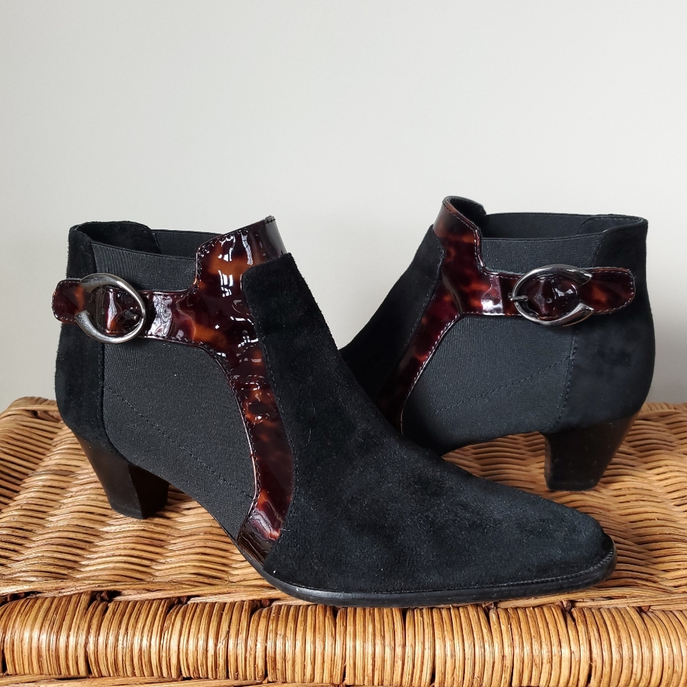 Prevata Women's Black Suede Bootie Made in Italy Size 6